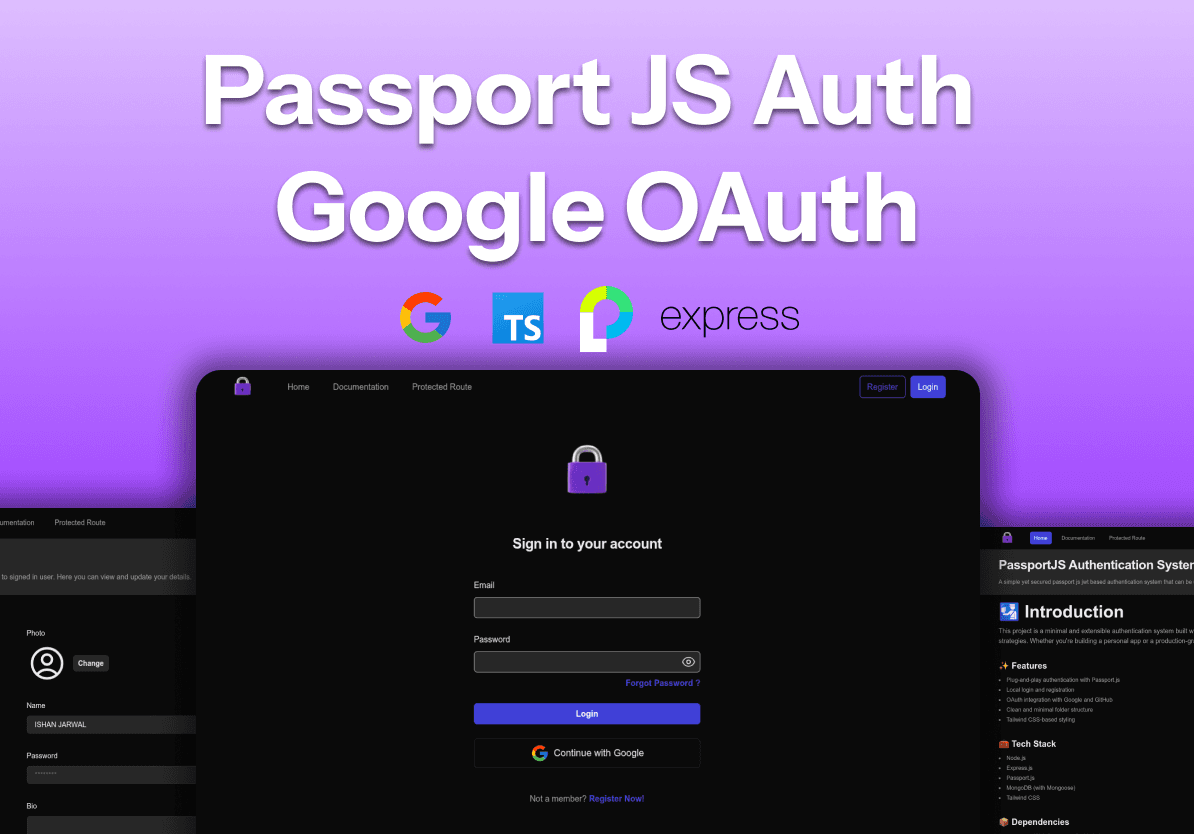 Passport JS Authentication System + Google OAuth Integration